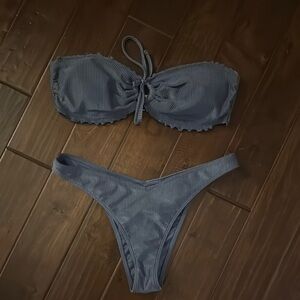 Hollister Blue Ribbed Bikini Set - Size L&M - NWOT